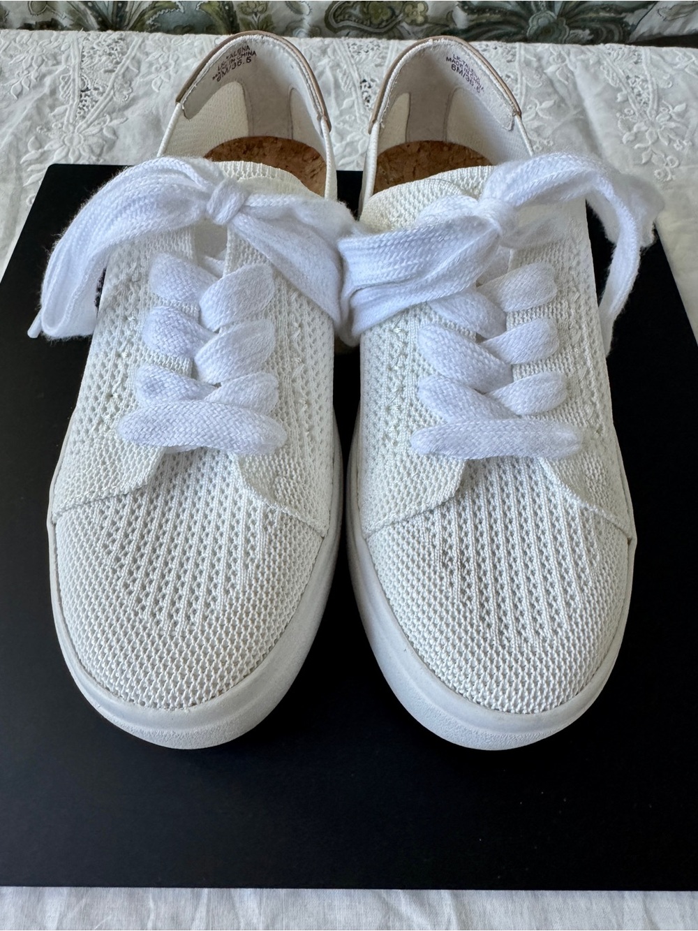 Lucky Brand Talena White Knit Platform Sneaker